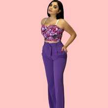 Load image into Gallery Viewer, Purple Belted Wide Leg Pants
