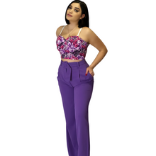 Load image into Gallery Viewer, Purple Belted Wide Leg Pants
