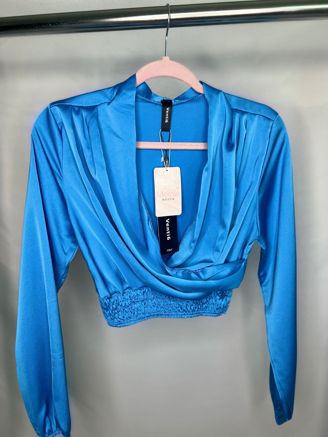 Blue Satin Blouse