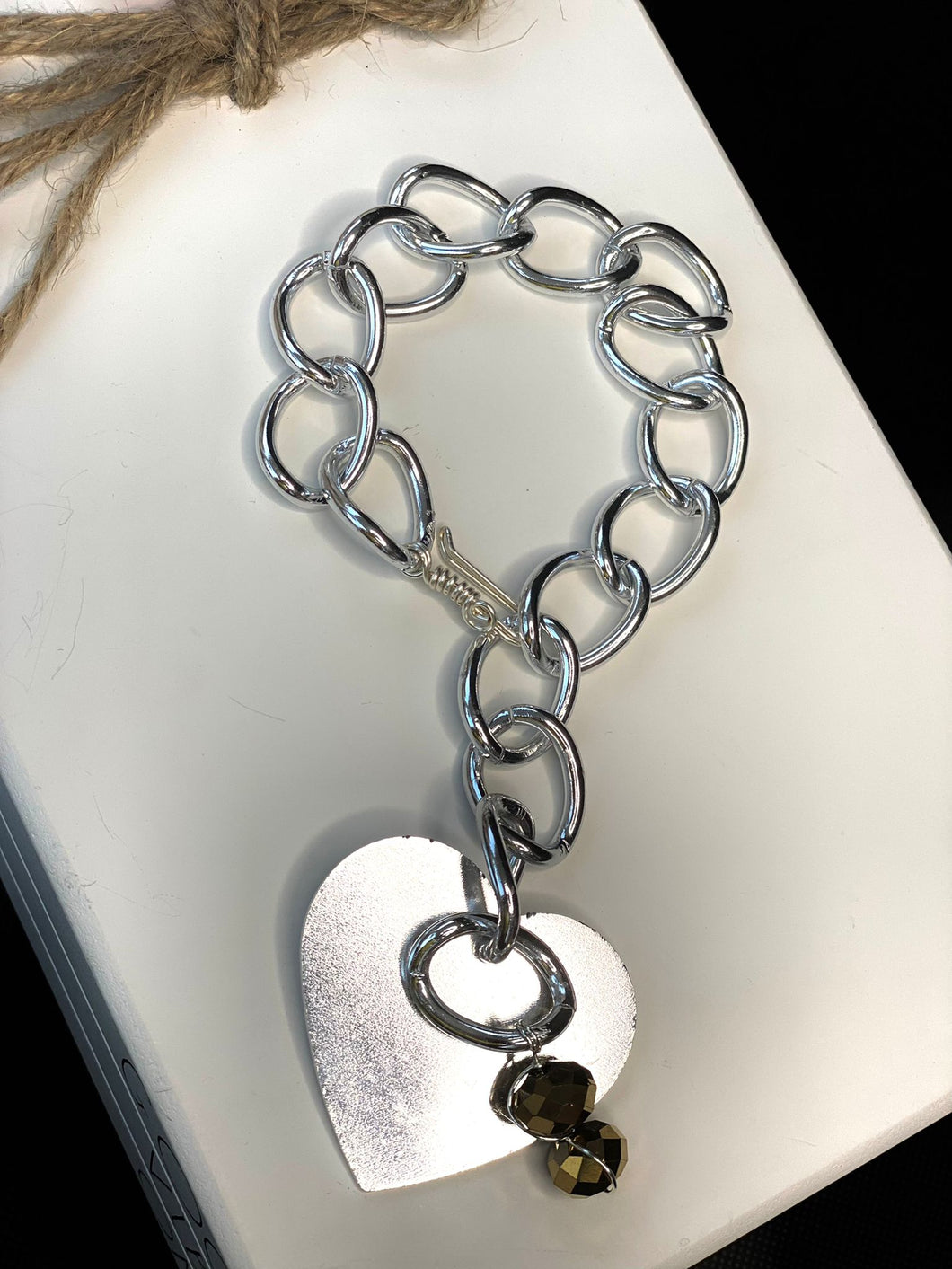 Silver Chain Bracelet with Heart Clasp