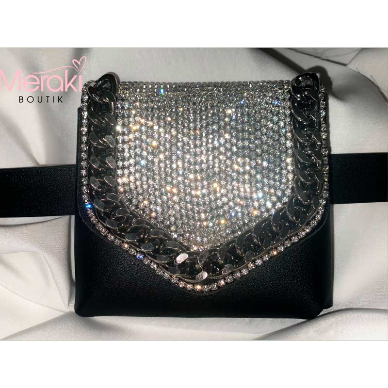 Rhinestone Detail Belted Bag