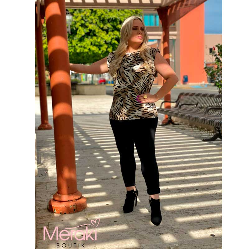 Tiger Print Muscle Casual Top